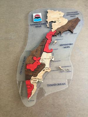 Карта Камчатки из дерева ценных пород